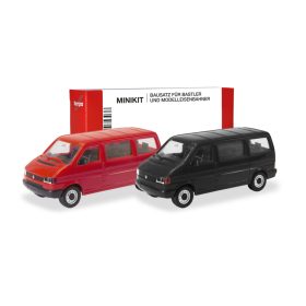   Herpa 012805-003 Minikit: Volkswagen Transporter T4 Bus, 2 db - piros és fekete színben (H0)