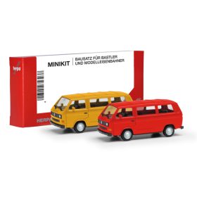   Herpa 013093-005 Minikit: Volkswagen T3 busz, 2 db - sárga és piros színben (H0) - Építőkészlet