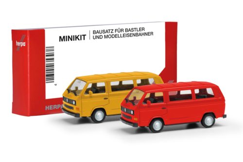 Herpa 013093-005 Minikit: Volkswagen T3 busz, 2 db - sárga és piros színben (H0)