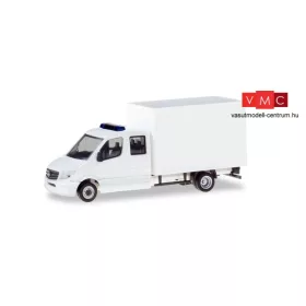 Herpa 013666 Minikit: Mercedes-Benz Sprinter 2013, duplakabinos/dobozos, kék villogóval - feh