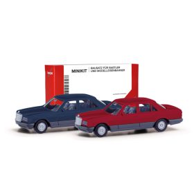   Herpa 013727-004 Minikit: Mercedes-Benz S-Klasse W126, kék és bordó színben, 2 db (H0) - Építőkészlet