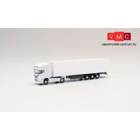 Herpa 013802 Minikit: Scania R TL nyergesvontató, dobozos félpótkocsival - fehér (N)