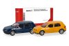 Herpa 013956-002 Minikit: Volkswagen Golf IV, 4-ajtós, 2 db (kék/sárga) (H0) - Építőkészlet