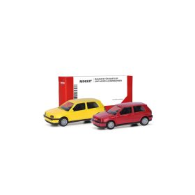   Herpa 014014 Minikit: Volkswagen Golf III VR6, 2-ajtós, 2 db - piros és sárga színben (H0) - Építőkészlet