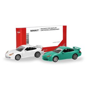   Herpa 014083 Minikit: Porsche 911 GT3 2 db - fehér és türkíz (H0) - Építőkészlet