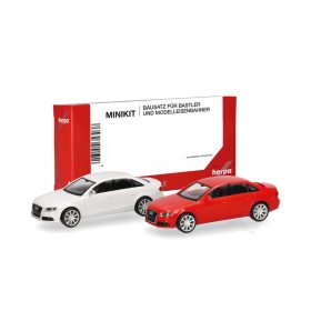   Herpa 014144 Minikit: Audi A4 Limousine, 2 db - fehér és piros (H0) - Építőkészlet