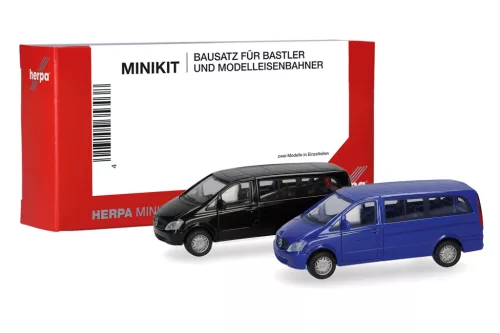 Herpa 014212-002 Minikit: Mercedes-Benz Vito Bus 2010, 2 db - fekete és kék (H0) - Építőkészlet