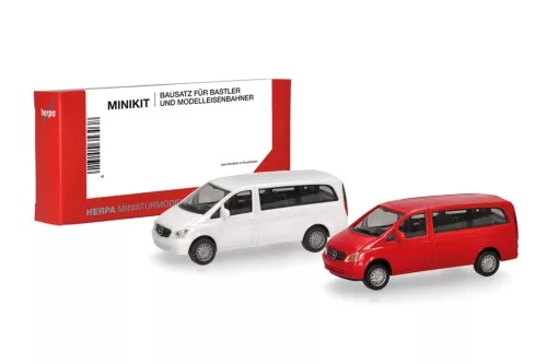 Herpa 014212 Minikit: Mercedes-Benz Vito busz, fehér/piros, 2 db (H0) - Építőkészlet