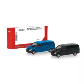  Herpa 014229 Minikit: Mercedes-Benz Vito dobozos, kék/fekete, 2 db (H0) - Építőkészlet