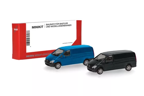 Herpa 014229 Minikit: Mercedes-Benz Vito dobozos, kék/fekete, 2 db (H0) - Építőkészlet