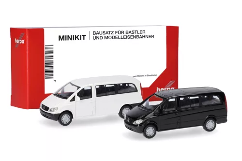 Herpa 014236-002 Minikit: Mercedes-Benz Vito busz 2002, 2 db - fekete és fehér (H0) - Építőkészlet