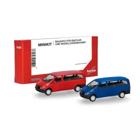   Herpa 014236 Minikit: Mercedes-Benz Vito busz 2003, piros/kék, 2 db (H0) - Építőkészlet