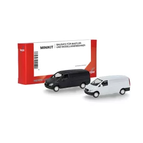   Herpa 014243 Minikit: Mercedes-Benz Vito 2003 dobozos, fehér/fekete, 2 db (H0) - Építőkészlet