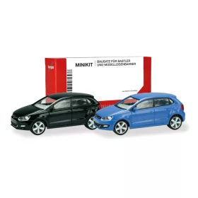   Herpa 014366 Minikit: Volkswagen Polo, 5-ajtós, 2 db (kék/fekete) (H0) - Építőkészlet