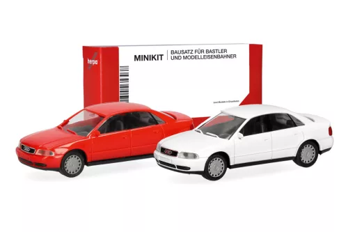 Herpa 014380 Minikit: Audi A4 Limousine, 2 db (piros/fehér) (H0) - Építőkészlet