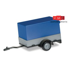 Herpa 051576-003 Személyautó ponyvás utánfutó nyitott ponyvával - kék (H0)