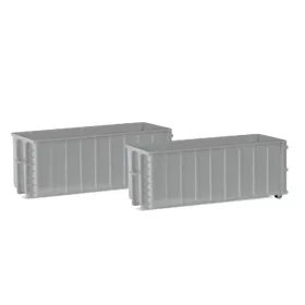   Herpa 053884-002 Legördíthető nyitott konténer, bordázott oldalfallal, 2 db - szürke (H0)