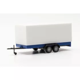   Herpa 055437 Ponyvás kéttengelyes személyautó utánfutó, szürke/kék (H0)