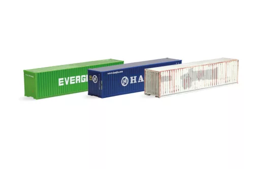 Herpa 066730-002 Konténer készlet, 3 db 40 lábas, Evergreen Hanjin (TT)