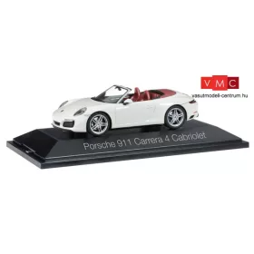   Herpa 071116 Porsche 911 Carrera 4 Cabrio, metál színben - fehér (1:43)