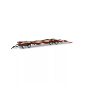  Herpa 076142-008 Munkagépszállító pótkocsi, Goldhofer TU-4, borvörös (H0)