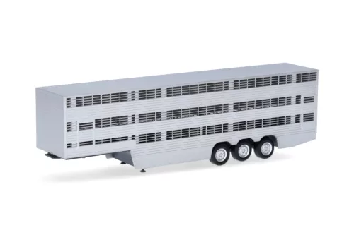 Herpa 076333-003 Élőállatszállító félpótkocsi - szürke (H0)