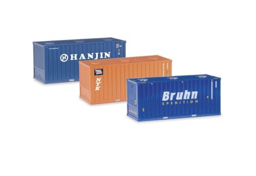 Herpa 076661 Bulkkonténer készlet (3-részes), 20 lábas, Hanjin/NYK/Bruhn (H0)