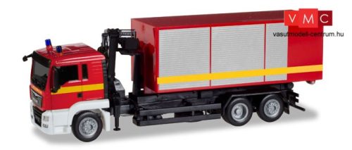 Herpa 093705 MAN TGS L cserefelépítmény-szállító teherautó daruval - Feuerwehr (H0)
