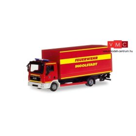 Herpa 094221 MAN TGL ponyvás teherautó emelőhátfallal  - Feuerwehr Ingolstadt (H0)