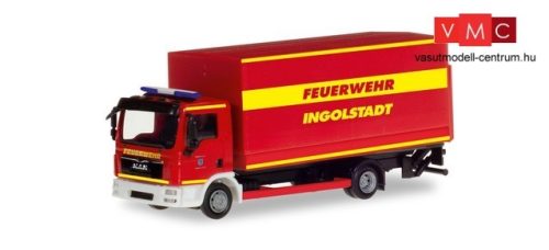 Herpa 094221 MAN TGL ponyvás teherautó emelőhátfallal  - Feuerwehr Ingolstadt (H0)