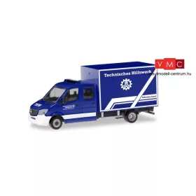 Herpa 094559 Mercedes-Benz Sprinter 2013 duplakabinos, dobozos - THW OV München Land (H0)