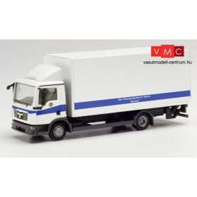 Herpa 095648 MAN TGL dobozos rendőrségi teherautó emelőhátfallal, Polizei Berlin (H0)