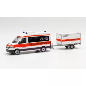   Herpa 096096 MAN TGE busz, dobozos utánfutóval - BRK Wasserwacht (H0)