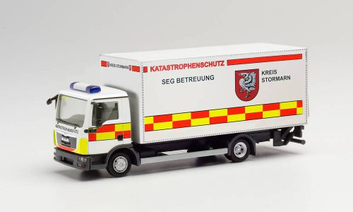 Herpa 096560 MAN TGL dobozos teherautó emelőhátfallal - KTS Kreis Strormarn (H0)
