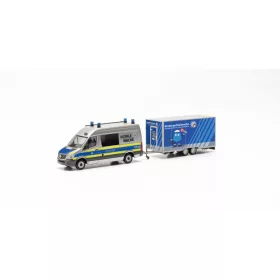   Herpa 097536 Mercedes-Benz Sprinter 2013 félbusz, utánfutóval - Polizei (H0)
