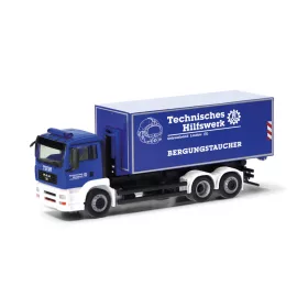   Herpa 098038 MAN TGA csereszekrényszállító ponyvás teherautó - THW