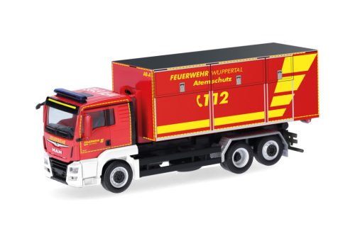 Herpa 098199 MAN TGX XL Euro6C csereszekrényszállító tűzoltó - FW Wuppertal (H0)