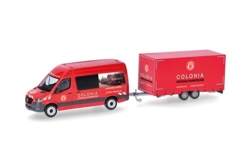 Herpa 098618 Mercedes-Benz Sprinter 18 Halbbus Hochdach mit Tandemhänger "Colonia"