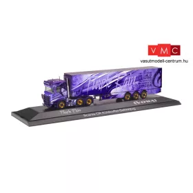  Herpa 122115 Scania CR HD 6x4 nyergesvontató, hűtődobozos félpótkocsival - Von Wartburg / Purple Rain (H0) - PC