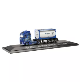 Herpa 122238 Volvo FH Gl. 2020 nyergesvontató, tartálykonténerszállító félpótkocsival -
