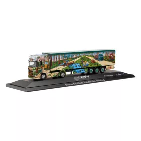   Herpa 122290 Scania CS 20 nyergesvontató, alulürítős ponyvás félpótkocsival, Holz Ziegler - PC (H0)