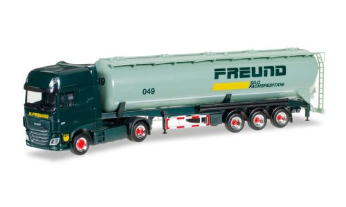 Herpa 305983 DAF XF Euro 6 SSC nyergesvontató, silótartályos félpótkocsival - Freund (H0)