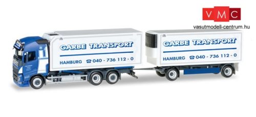Herpa 306997 Volvo FH Gl csere-hűtődobozos teherautó pótkocsival - Spedition Garbe (H0)