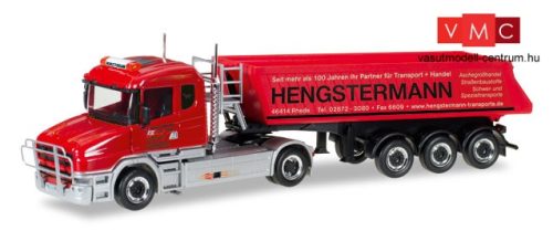 Herpa 307390 Scania csőrös nyergesvontató, Schmitz billencs félpótkocsival, Hengstermann (