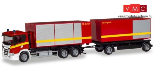 Herpa 310017 Scania CG 17 legördíthető konténerszállító tűzoltó teherautó - Feuerwehr