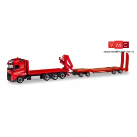 Herpa 310086 Volvo FH GL platós teherautó daruval, Goldhofer TU4 pótkocsival - Gebrüder Mar