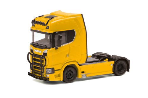 Herpa 310116-005 Scania CS20 nyergesvontató, gallyvédő rács és lámpasor, gyömbérsárga (H0)