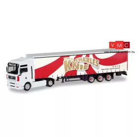 Herpa 310154 MAN TGA XXL nyergesvontató, ponyvás félpótkocsival - Zirkus Charles Knie (H0)