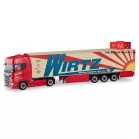 Herpa 310420 Scania CS 20 HD nyergesvontató, hűtődobozos félpótkocsival - Wirtz (H0)