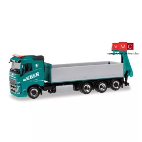 Herpa 310475 Volvo FH platós teherautó rakodódaruval, Betonpumpen Weberv (A) (H0)